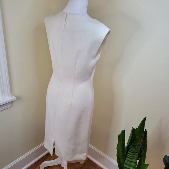 Tahari Sheath Dress Sleeveless Embellished Ivory V-Neck Womens Size 2 - Picture 4 of 14